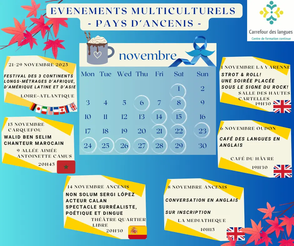 Planning des événements culturels Novembre 2025