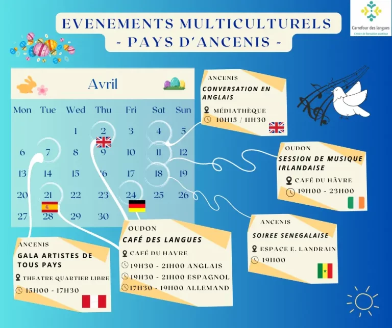 Calendrier des événements multiculturels - Avril 2026